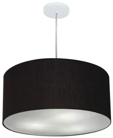 Lustre Pendente Cilíndrico Md-4219 Cúpula em Tecido 55x25cm Preto - Bivolt
