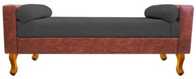 Recamier Félix Solteiro 120cm Corano Nozes e Linho Chumbo - ADJ Decor