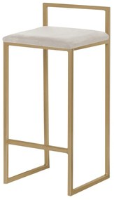 Banqueta Decorativa Jasmine Base Gold Suede Bege G41 - Gran Belo