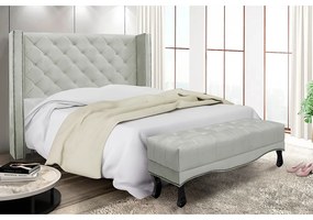 Cabeceira Cama Box King 195cm e Recamier Vicenza Veludo S04 - D'Rossi - Prata