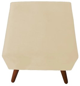 Puff Decorativo Quadrado Malu com Pés Palito Suede Bege