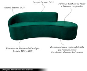 Sofá Decorativo 3 Lugares 210cm Abby Encosto Esquerdo Curvo Veludo Verde G15 - Gran Belo