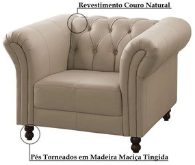 Kit 02 Poltronas Decorativa Maggiore Couro Bege 66 G58 - Gran Belo