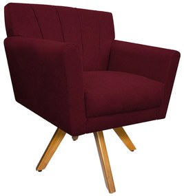 Poltrona Laura Base Giratória de Madeira Suede Bordô - ADJ Decor