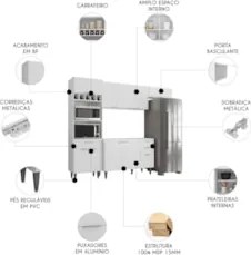 Armário de Cozinha CP04 Para Pia 120cm Pérola Z34 Branco    - Mpozenat