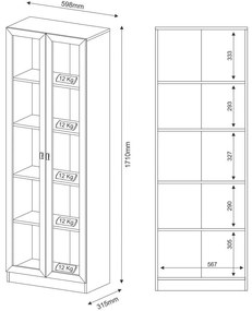Armário Estante Livreiro Portas Vidro 4 Prateleiras Branco