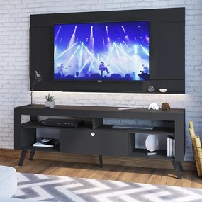 Rack Sala De Estar Com Porta Revistas Para Tv Até 70 Quebec - Preto