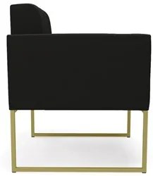 Sofá Namoradeira e 1 Poltrona Base Industrial Dourado Ana Suede Preto
