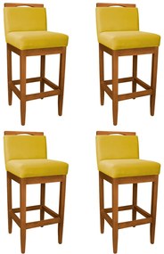 Kit 4 Banquetas Decorativa Elis Veludo Amarelo