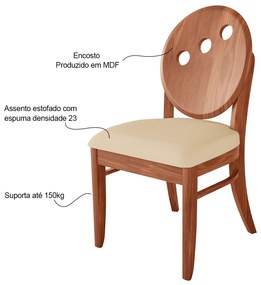 Cadeira Decorativa Sala de Jantar Teseu Madeira Maciça Poliéster Bege/Imbuia G42 - Gran Belo