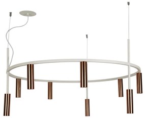 Pendente Platinum Circular Ø80X44,5Cm 9Xmr11 - Usina 16931/80 (BT / CB-P - Branco Texturizado / Cobre Polido Brilho)