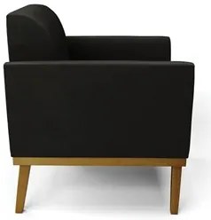 Poltrona Decorativa Base Madeira Castanho Maressa Suede Preto - Ibiza