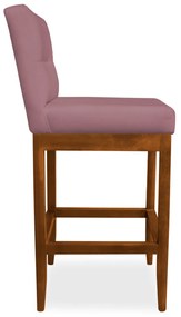 Kit 2 Banquetas Valencia Base de Madeira Maciça Veludo Rose
