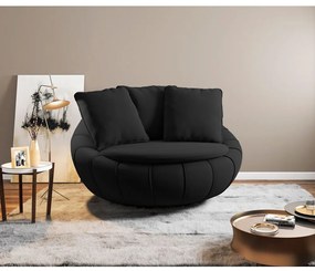 Kit 2 Poltronas Decorativas Giratória Sala de Estar Afrodite Veludo Preto G45 - Gran Belo