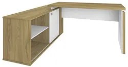 Mesa Escrivaninha em L 135x168cm 1 Porta Sharp A06 Olmo/Branco - Mpoze