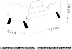 Mini Cama Infantil 148x68cm Proteção Lateral Vivi Rose Z53  - Mpozenat