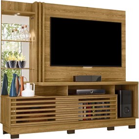 Home Theater Stall MDP 2 Portas 2 Prateleiras Iluminação LED até 60 Cumaru G97 - Gran Belo