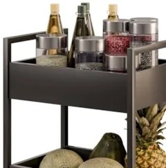 Carrinho Gourmet de Apoio Industrial 3 Prateleiras Liss Z34 Preto - Mp