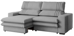 Sofá 2 Lugares Retrátil Noruega 230 cm Veludo Pés Tabaco - D'Rossi - Cinza
