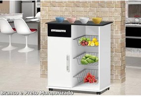 Fruteira Nobre Branco Com Preto Marmorizado – Passe Bem Móveis