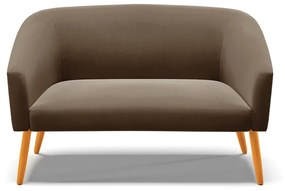 Namoradeira 02 Lugares Stella Suede Marrom Pés Palito Castanho - D'Rossi