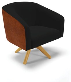 Poltrona Decorativa Giratória MA30 Stella Nozes/Linho D03 - D'Rossi - Preto A79