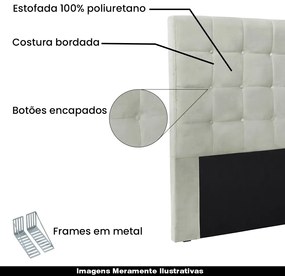 Cabeceira Decorativa Casal 1,40M Tropea Veludo Prata G63 - Gran Belo