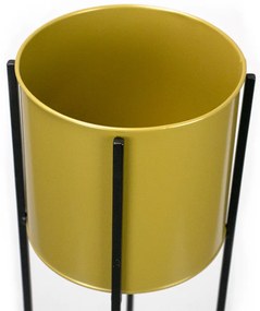 Vaso Decorativo Dourado Com Suporte Metálico Preto 91 cm - D'Rossi