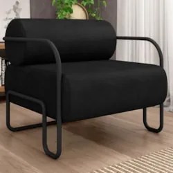 Poltrona Decorativa para Sala Industrial Kit 2 Kira Z08 Sintético Pret