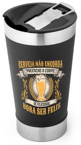 Copo Térmico Cerveja Não Engorda em Inox Com Tampa e Abridor Chopp
