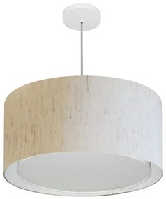 Lustre Pendente Cilíndrico Duplo Md-4288 Cúpula em Tecido 50x30cm Linho Bege - Bivolt