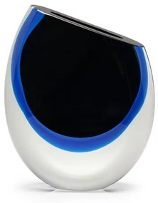 Vaso 96 MS Bicolor Preto com Água-marinha Murano Cristais Cadoro