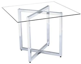 Mesa de Jantar Alpes com Tampo de Vidro Quadrado Base Cromada 100cm - 55630 Sun House