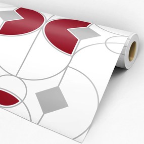 Papel para cozinha vermelho bordô branco e cinza | Dcorando