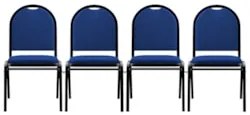 Kit 4 Cadeiras Hoteleiras Auditório Empilhável Linho Z33 Azul - Mpozen