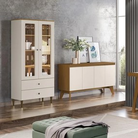Buffet Aparador 4 Portas Quartzo Multiuso Nature/Off White