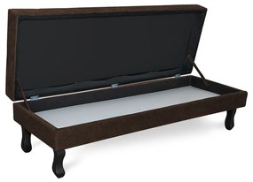 Puff Baú Decorativo Capitonê Luis XV 90x40cm Linho Marrom - Sheep Estofados - Marrom