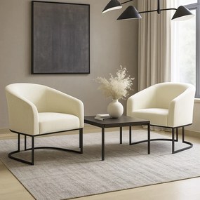 Poltrona Decorativa Industrial Preto Kit 2 Stella Cotelê Ext/Veludo D03 - D'Rossi - Off White