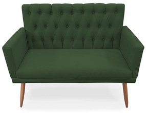 Kit 2 Poltronas 1 Namoradeira Clara Capitonê Pés Palito Suede Verde - Sheep Estofados