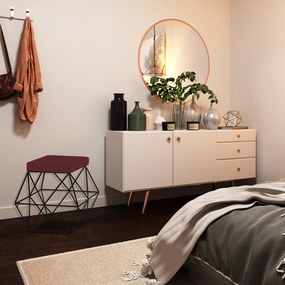 Puff Decorativo Sala de Estar Base Preto Trixie Suede Bordô G41 - Gran Belo