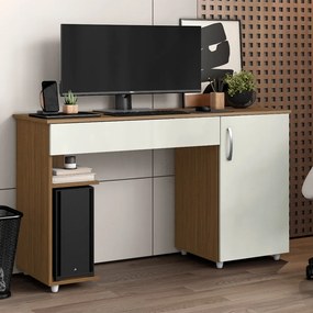 Escrivaninha Mesa Computador com Suporte Cpu 136cm Daurea Atacama/Off White A09 - D'Rossi