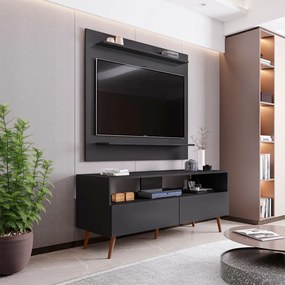 Conjunto Rack Bancada e Painel Adawi/Linden MDP/BP para TVs até 55 Preto G96 - Gran Belo