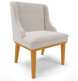 Cadeira Decorativa Sala de Jantar Base Fixa de Madeira Firenze Veludo Cinza/Castanho G19 - Gran Belo