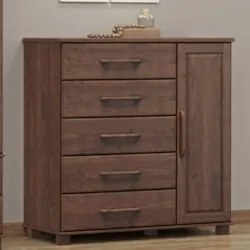 Cômoda Para Quarto 125cm 1 Porta 4 Gavetas Eduarda Café F07 - Mpozenat