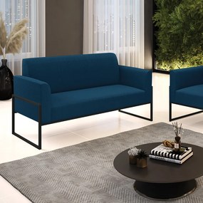 Sofá 2 Lugares Namoradeira Industrial Alta Preto Marisa Bouclê D03 - D'Rossi - Azul