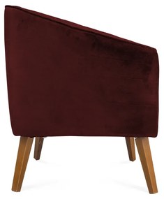 Poltrona Decorativa Dalia Pés de Madeira Suede Bordô - Sheep Estofados - Vermelho escuro