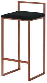 Banqueta Decorativa Jasmine Base Bronze Veludo Preto G41 - Gran Belo