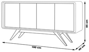 Balcão Buffet Decorativo Maverick 4 Portas Pés de Madeira Nature/OffWhite G21 - Gran Belo