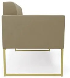Sofá Namoradeira Base Industrial Dourado Ana Suede Marrom RT - Ibiza