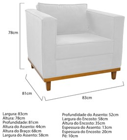 Poltrona Decorativa Europa Suede Branco ADJ Decor